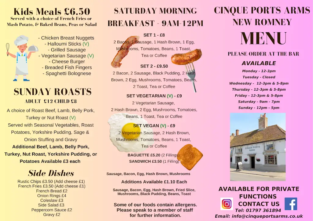 Menu_Cinque Port Arms_New Romney_image_1