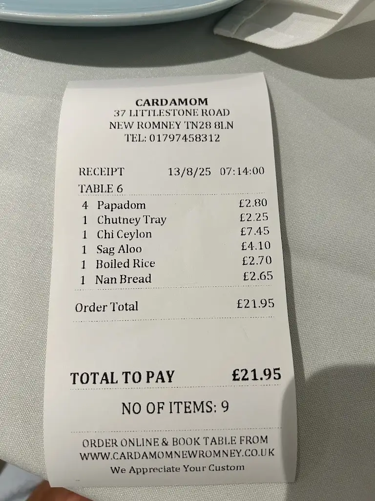 Nimy Bourne_Cardamom Indian Restaurant_New Romney_review