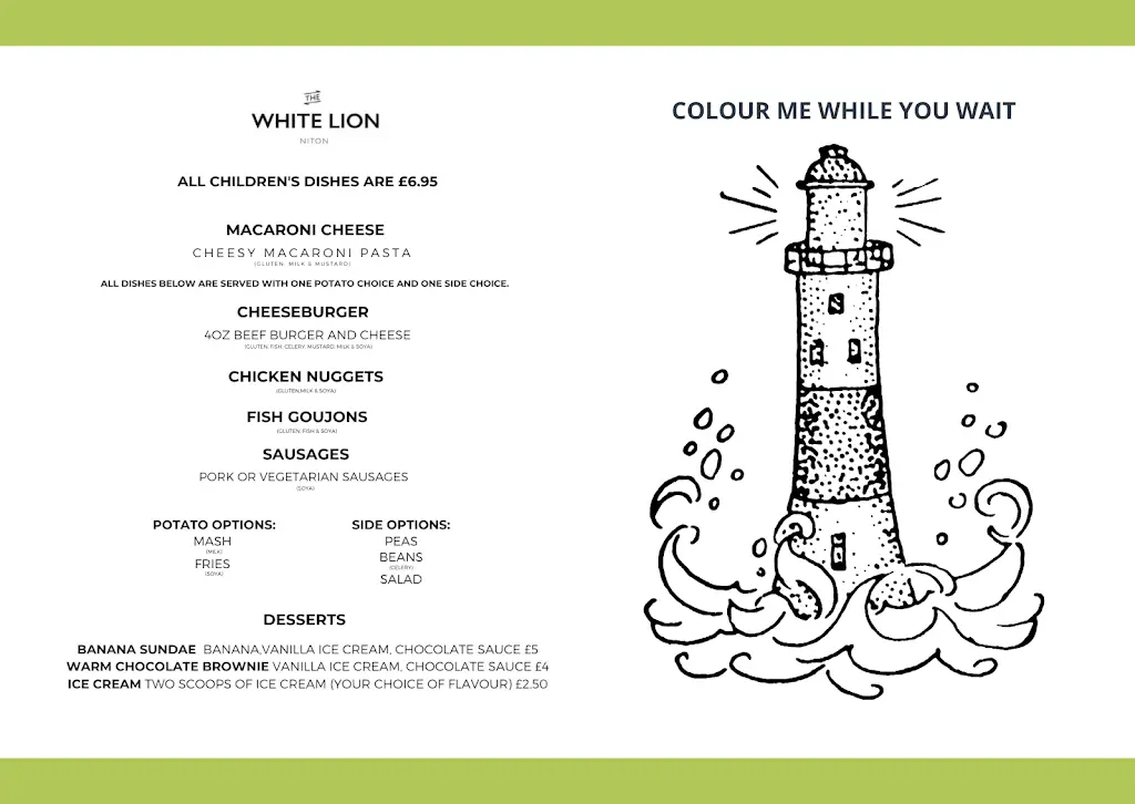 Menu_The White Lion_Niton_image_2