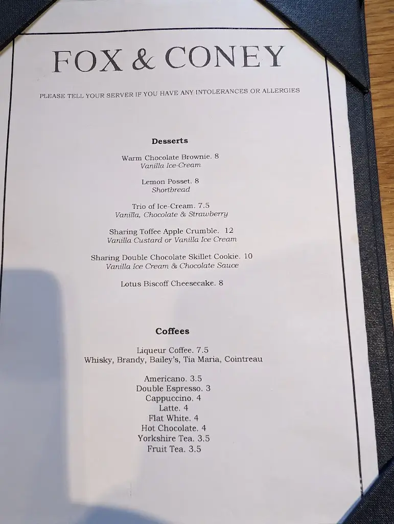 Menu_The Fox and Coney Inn_North Cave_image_2