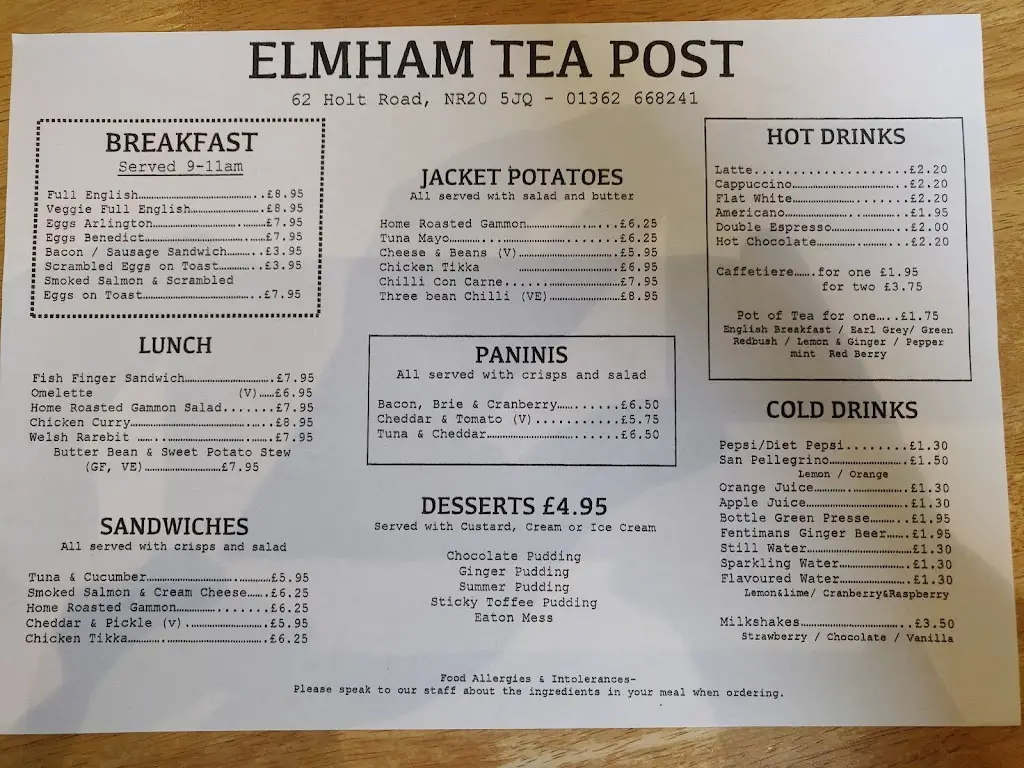 Menu_Elmham Tea Post_North Elmham_image_3