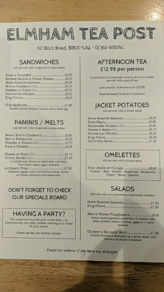 Menu_Elmham Tea Post_North Elmham_image_4