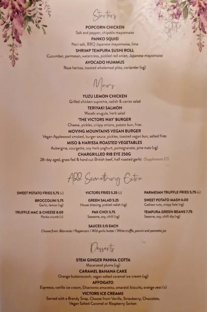 Menu_Victors Newcastle_Newcastle upon Tyne_image_3