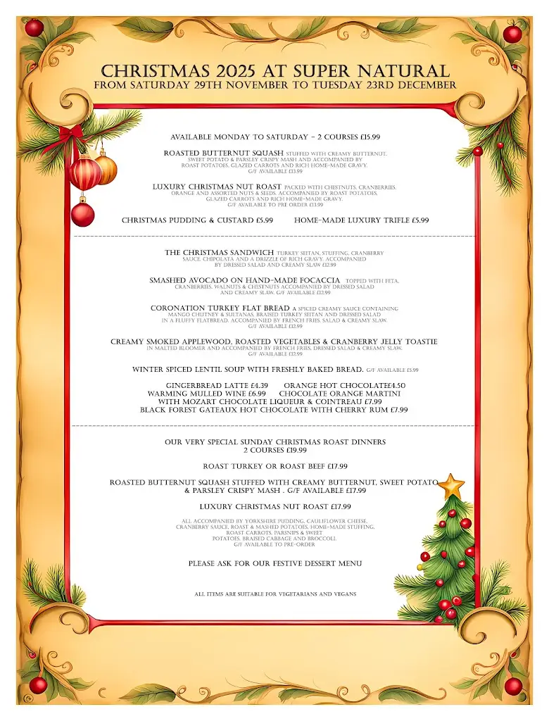 Menu_Super Natural Newcastle_Newcastle upon Tyne_image_1