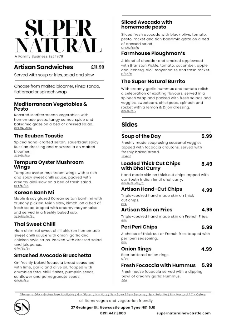 Menu_Super Natural Newcastle_Newcastle upon Tyne_image_2