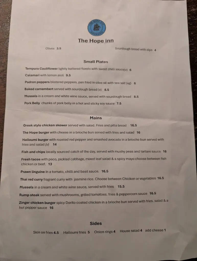 Menu_The Hope Inn_Newhaven_image_3