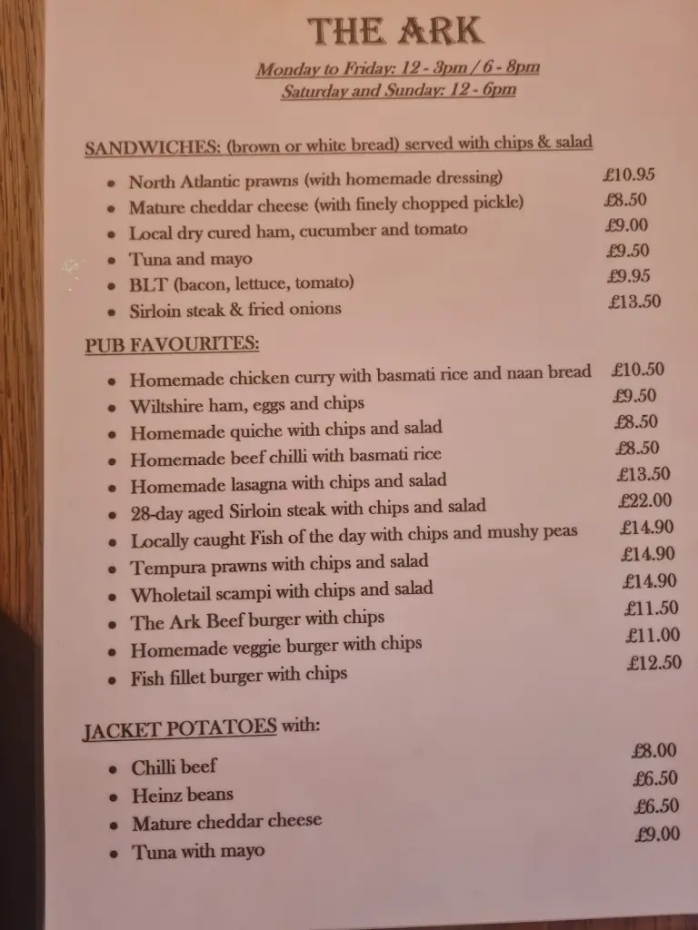 Menu_The Ark_Newhaven_immagine_1