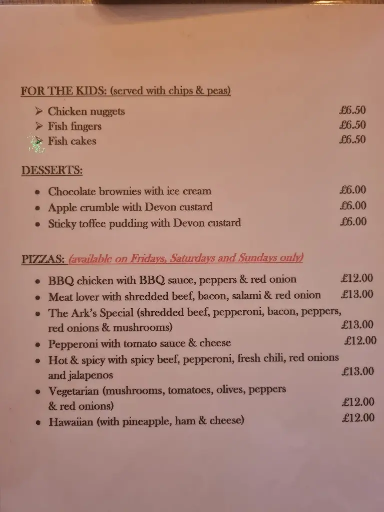 Menu_The Ark_Newhaven_immagine_2