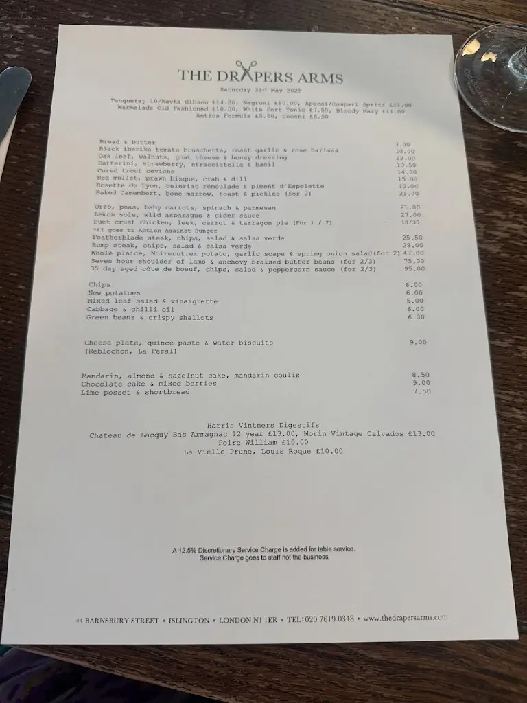 Menu_The Drapers Arms_Barnsbury_image_1