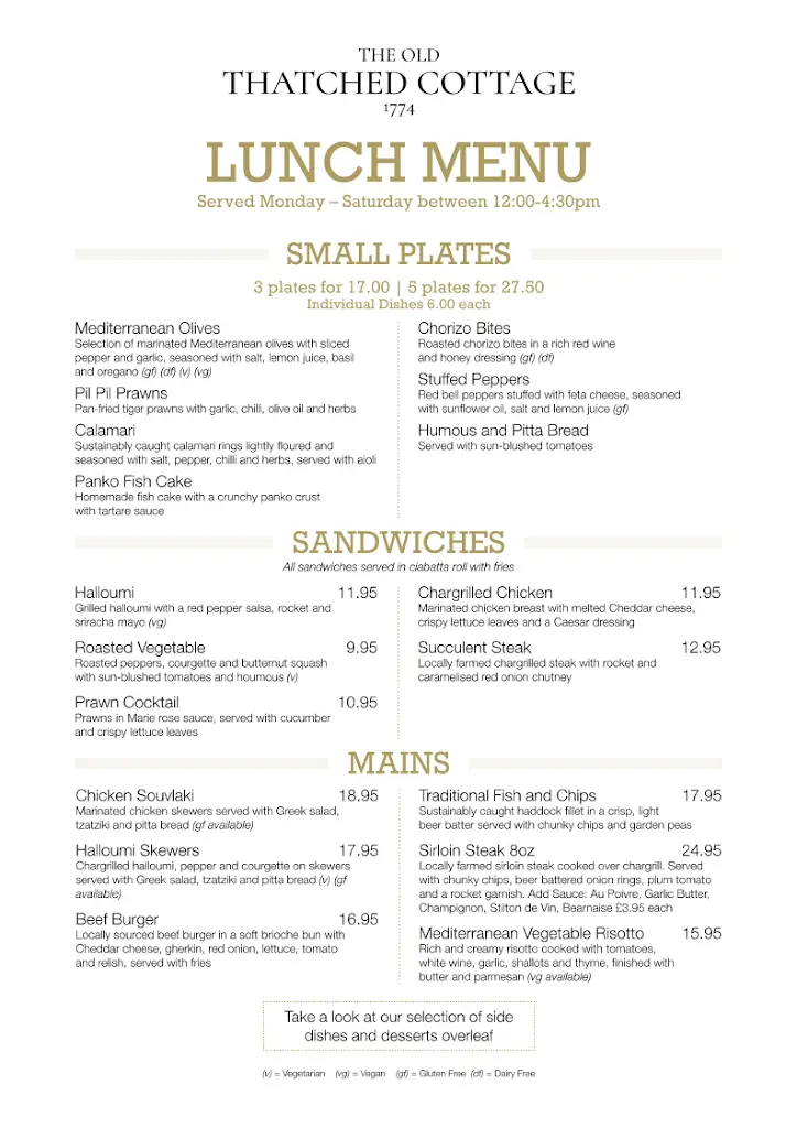 Menu_The Old Thatched Cottage Restaurant_North Somerset_immagine_2