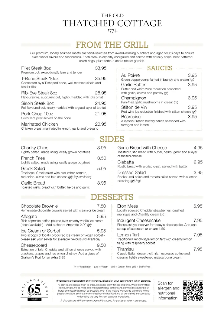 Menu_The Old Thatched Cottage Restaurant_North Somerset_immagine_3