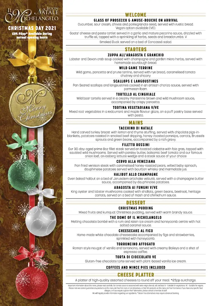 Menu_Il Michelangelo Weston_North Somerset_image_1