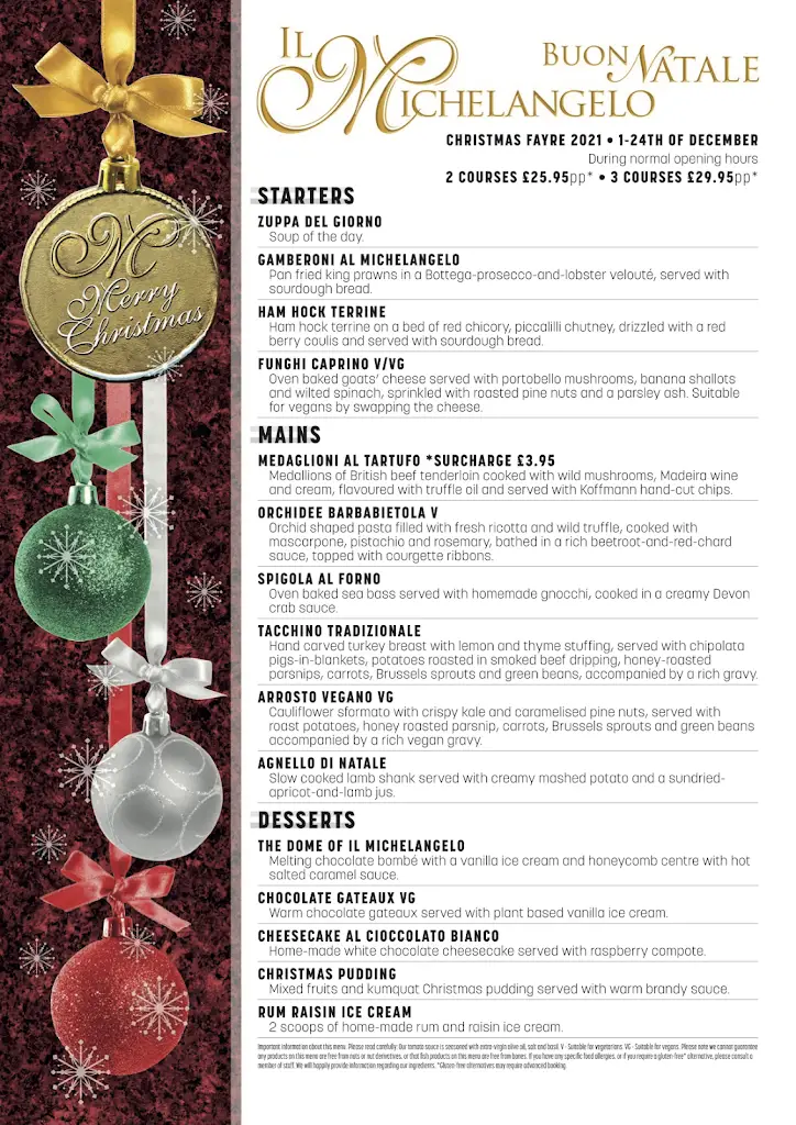 Menu_Il Michelangelo Weston_North Somerset_image_3