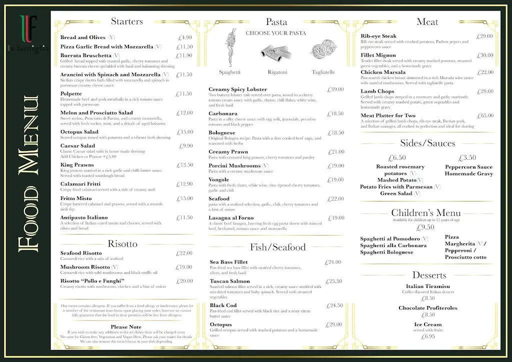 Menu_La Famiglia Northampton_Northampton_image_1
