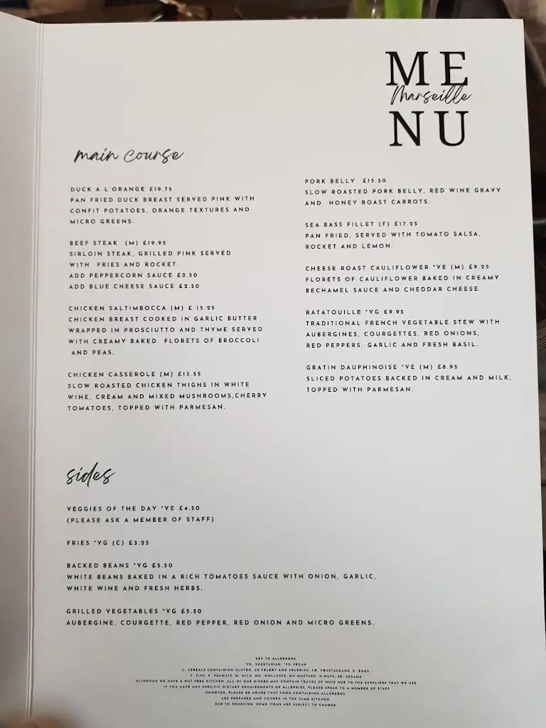 Menu_Marseille Restaurant_Northampton_image_4