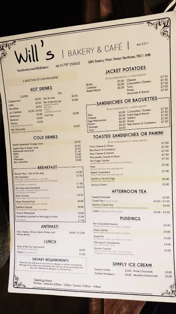 Menu_Will's Bakery & Cafe_Northiam_imagen_2