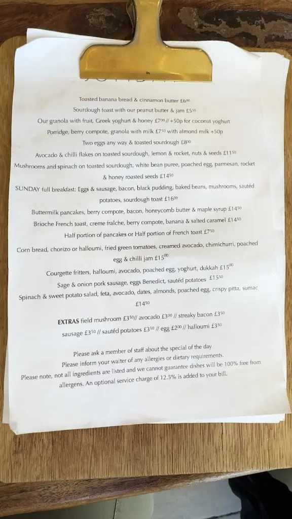 Menu_SUNDAY cafe & restaurant_Barnsbury_image_1