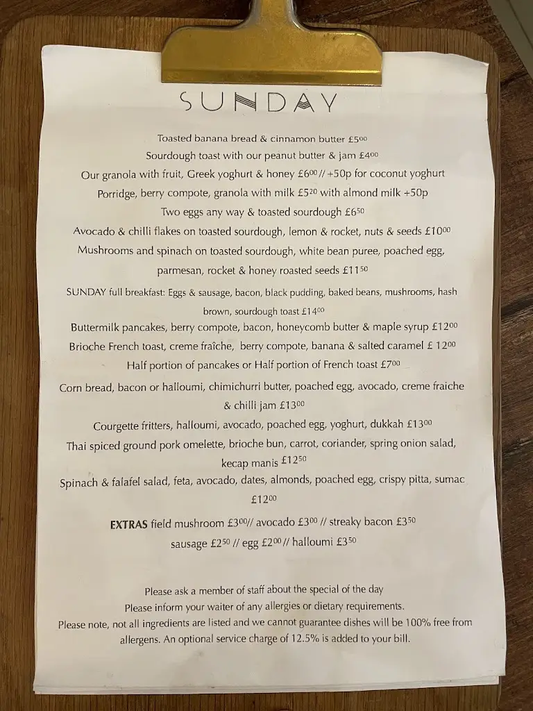 Menu_SUNDAY cafe & restaurant_Barnsbury_image_2