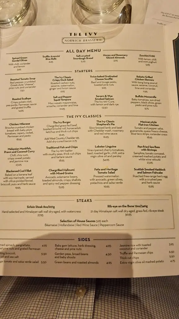 Menu_The Ivy Norwich Brasserie_Norwich_image_1