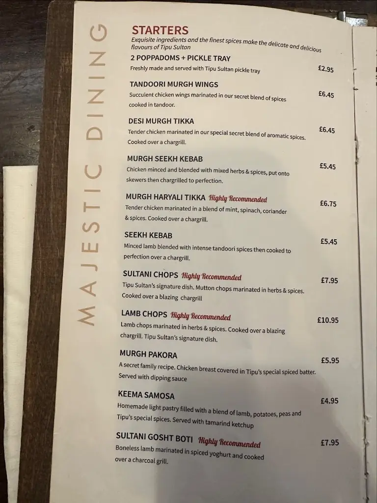 Menu_Tipu Sultan Restaurant_Oadby_immagine_3