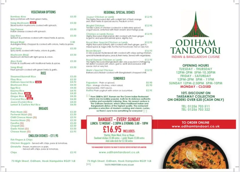 Menu_Odiham Tandoori_Odiham_immagine_1