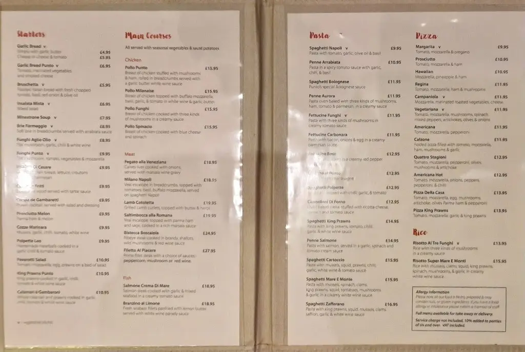 Menu_Punto Italian Pizzeria & Restaurant_Old Windsor_image_1