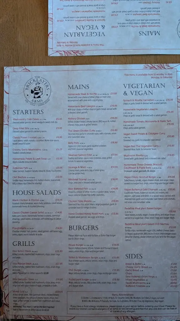 Menu_The Bricklayers Arms_Old Leake_image_1
