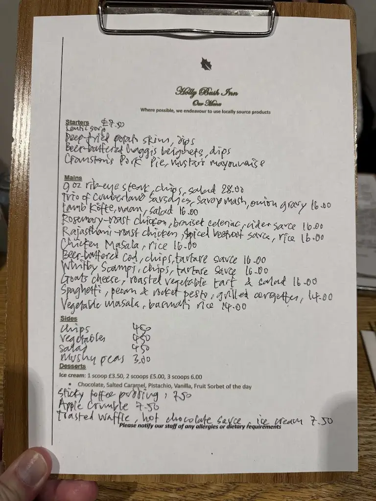 Menu_Holly Bush Inn_Otterburn_image_1
