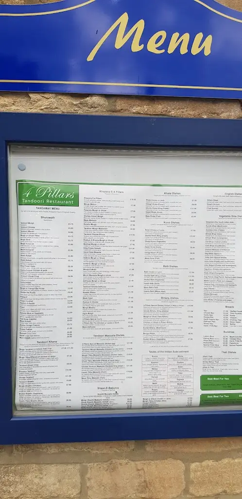 Menu_Four Pillars Indian restaurant_Olney_image_2