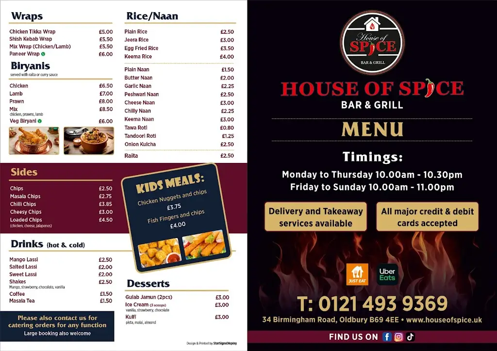 Menu_House of Spice Bar & Grill_Oldbury_image_3