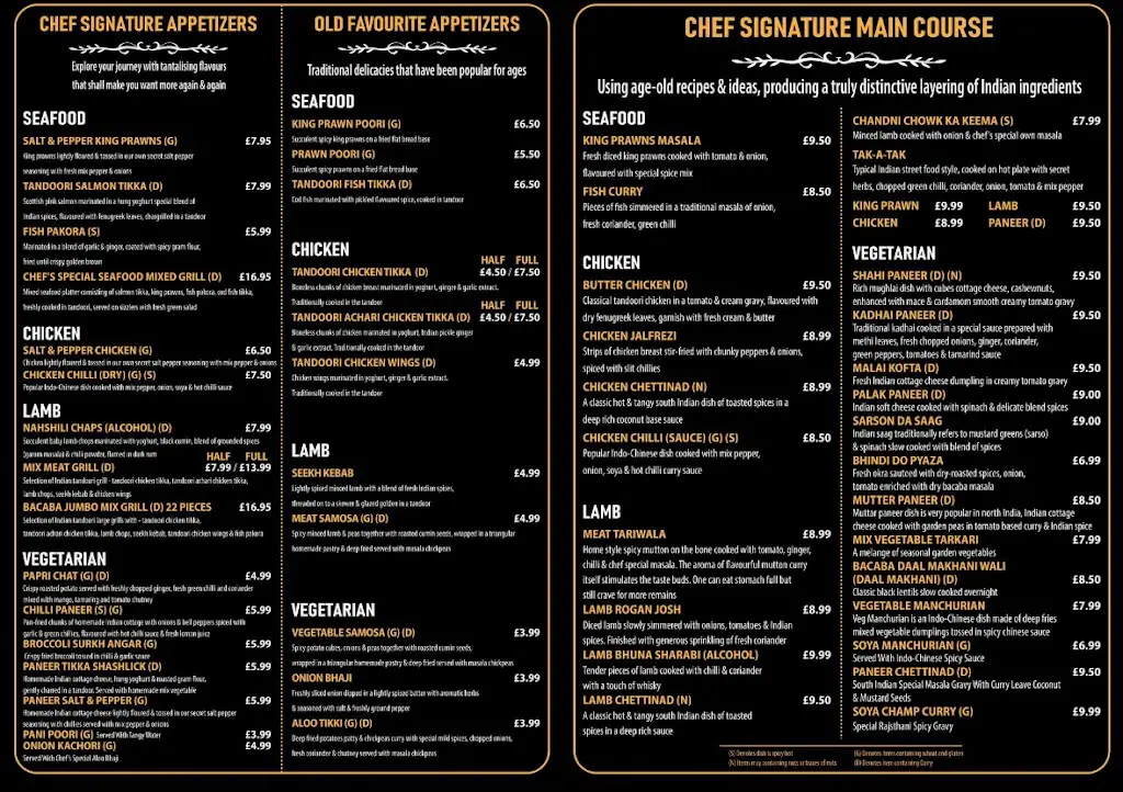 Menu_Bacaba Indian Restaurant_Oldbury_immagine_2