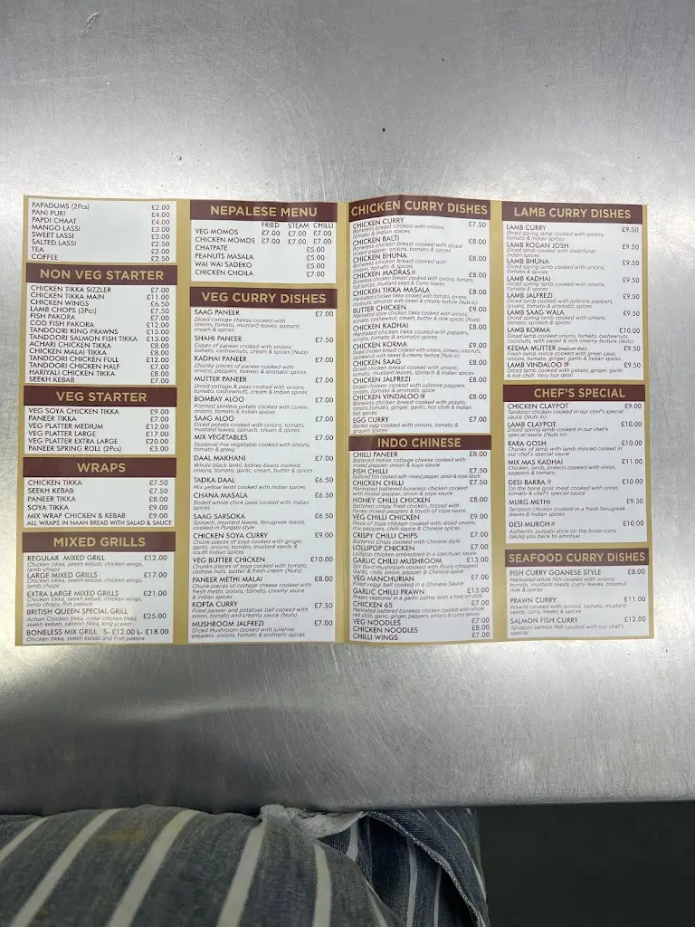 Menu_The British Queen_Oldbury_image_1