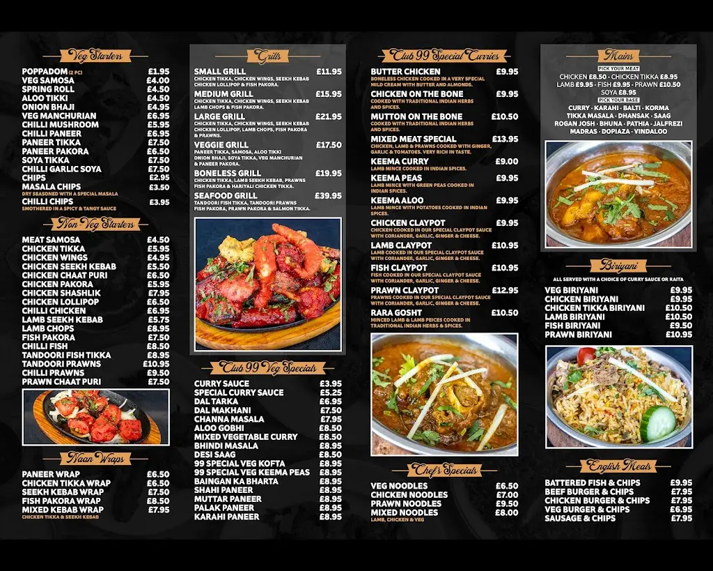 Menu_Club 99 bar & grill_Oldbury_immagine_1