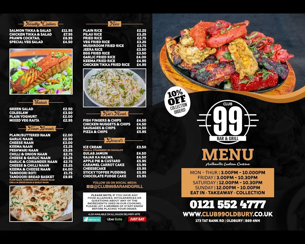 Menu_Club 99 bar & grill_Oldbury_immagine_2