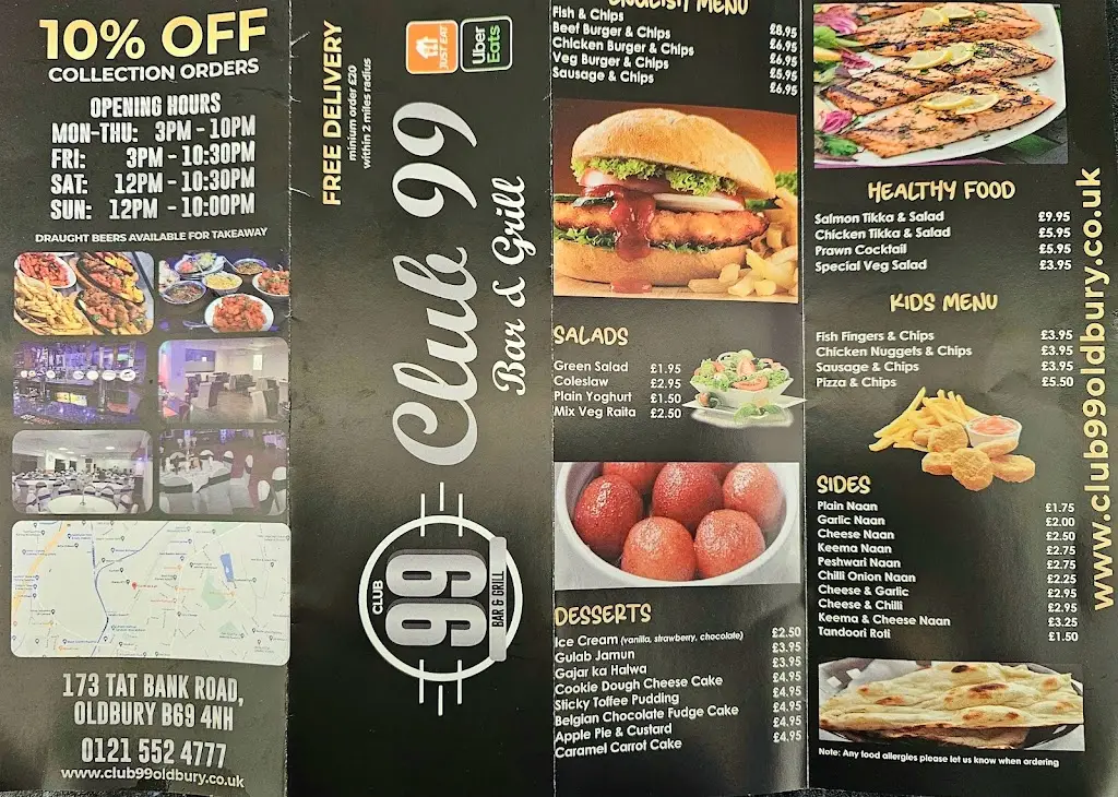 Menu_Club 99 bar & grill_Oldbury_immagine_3