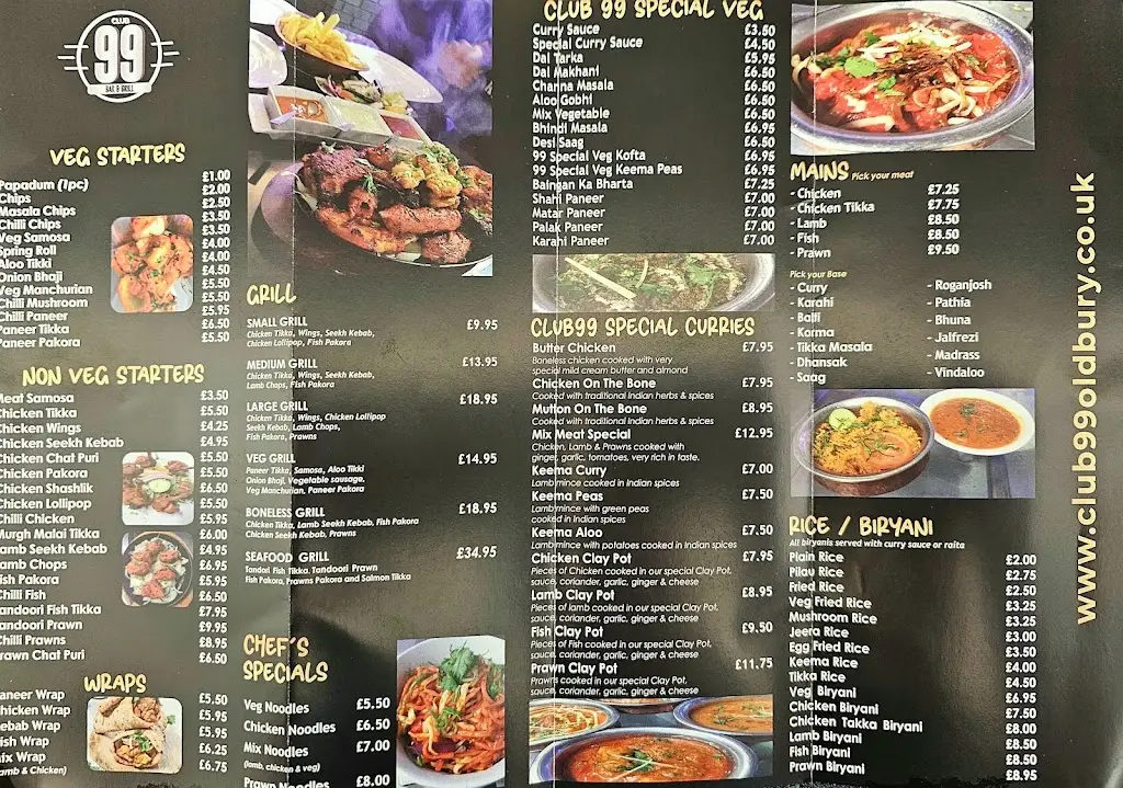 Menu_Club 99 bar & grill_Oldbury_immagine_4