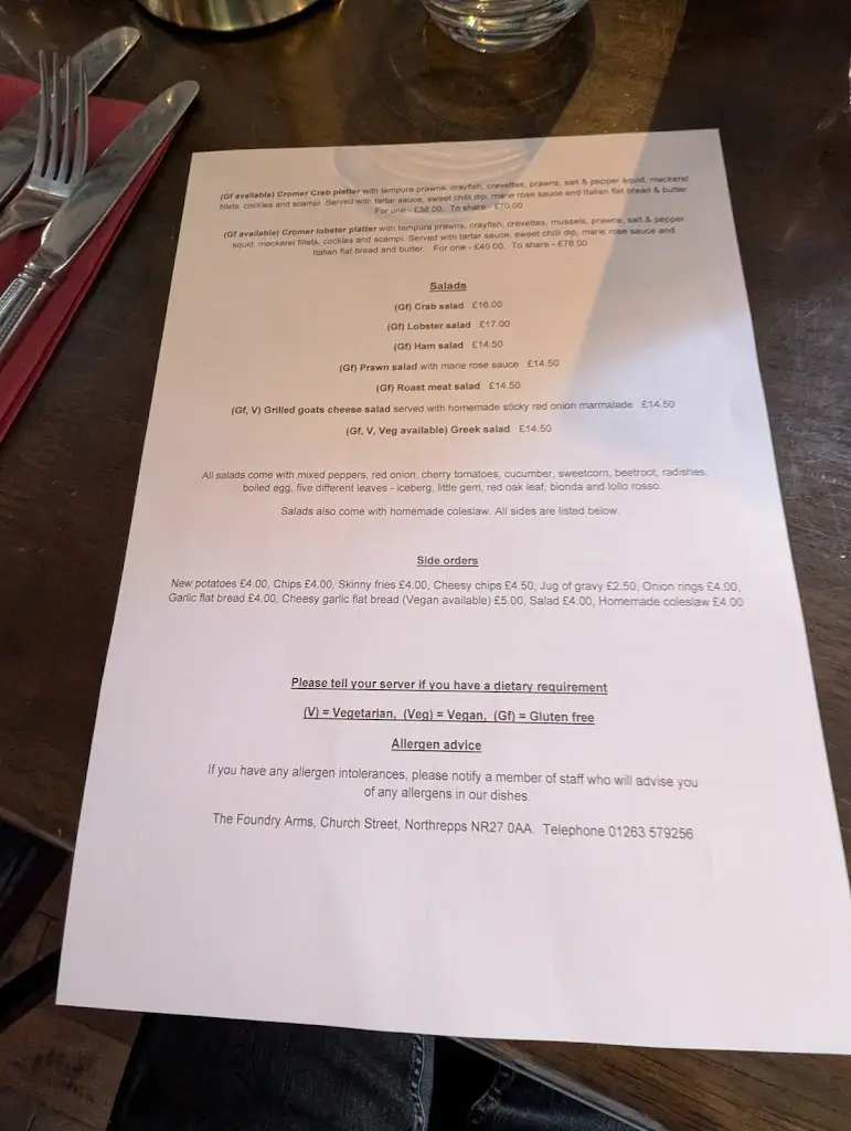Menu_The Foundry Arms_Overstrand_immagine_1