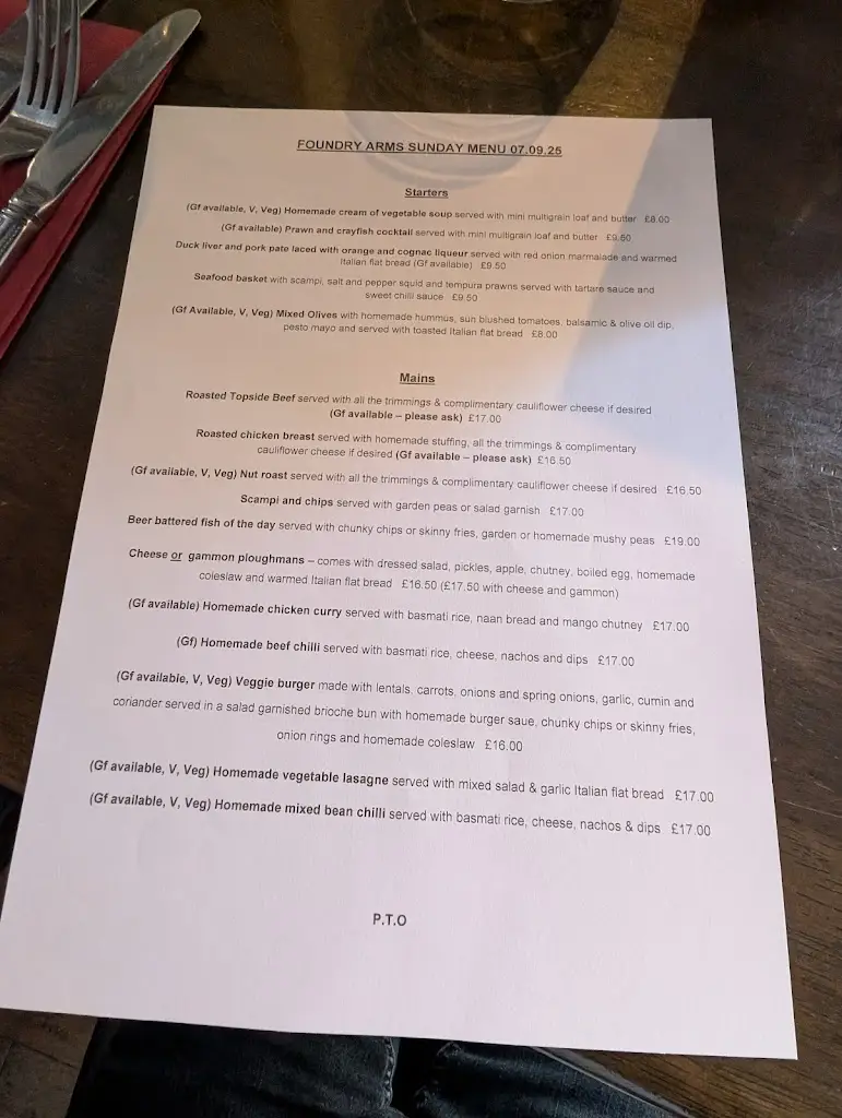Menu_The Foundry Arms_Overstrand_immagine_2