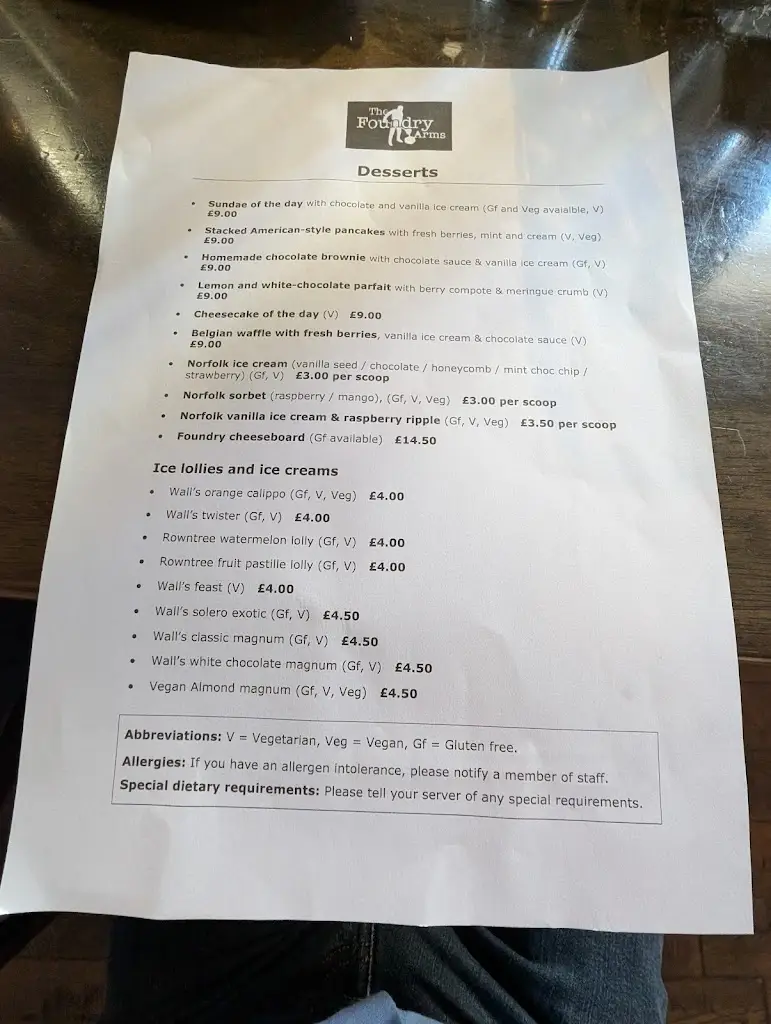 Menu_The Foundry Arms_Overstrand_immagine_3