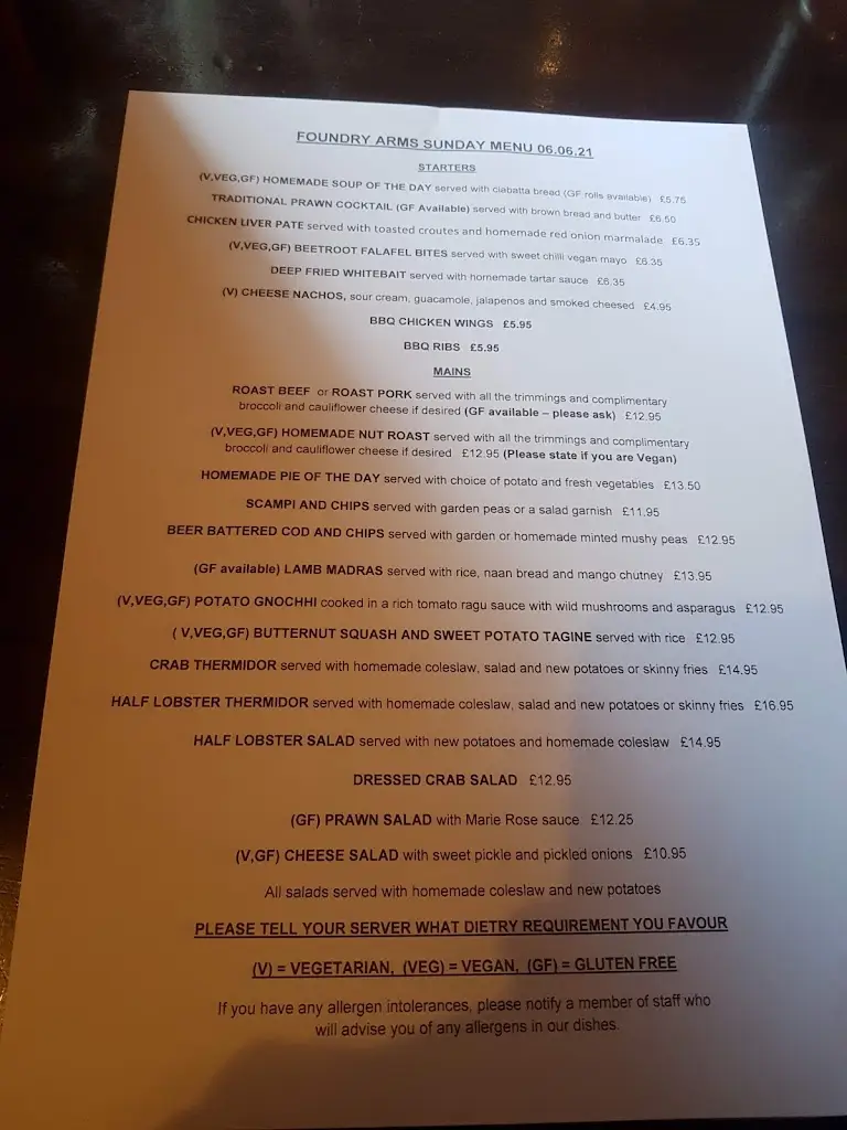 Menu_The Foundry Arms_Overstrand_immagine_4