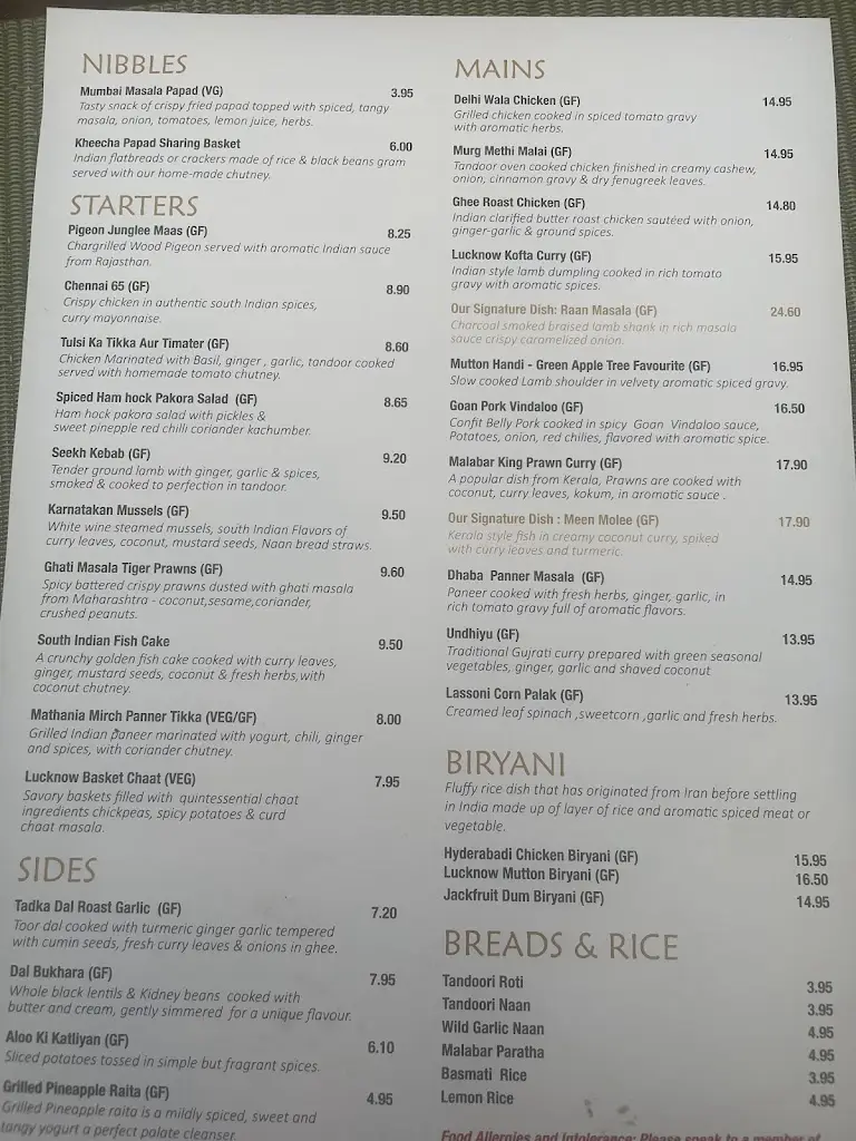 Menu_The Green Apple Tree Indian Restaurant_Northallerton_immagine_2