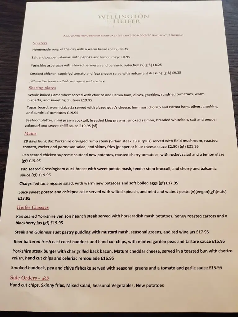 Menu_The Wellington Heifer_Northallerton_image_3