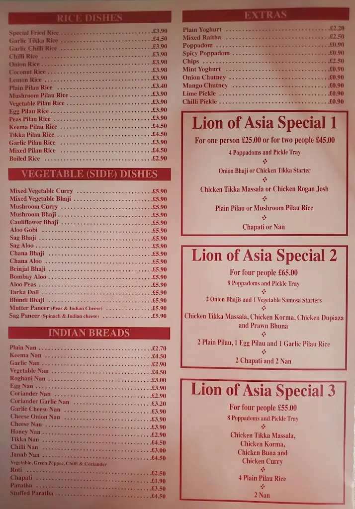 Menu_Lion of Asia_Northallerton_image_2