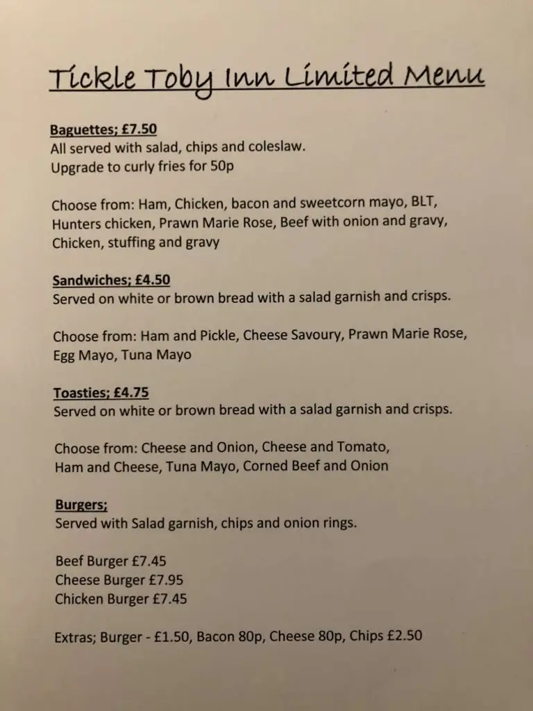 Menu_Tickle Toby Inn, Northallerton_Northallerton_image_1