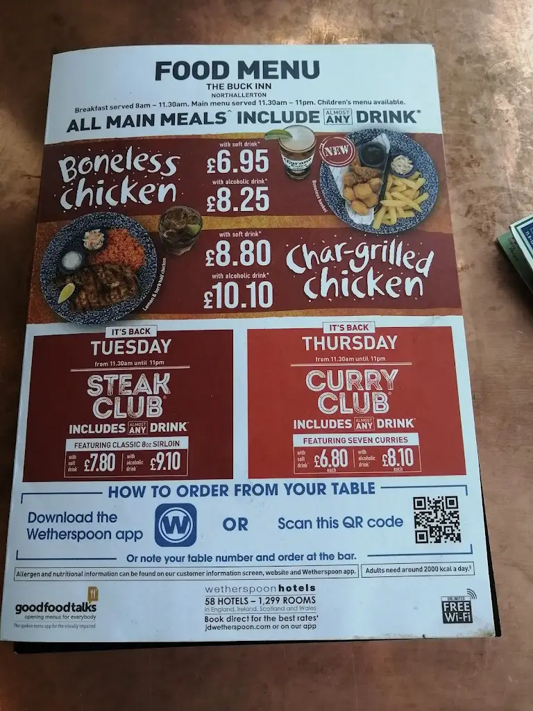 Menu_The Buck Inn - JD Wetherspoon_Northallerton_immagine_2