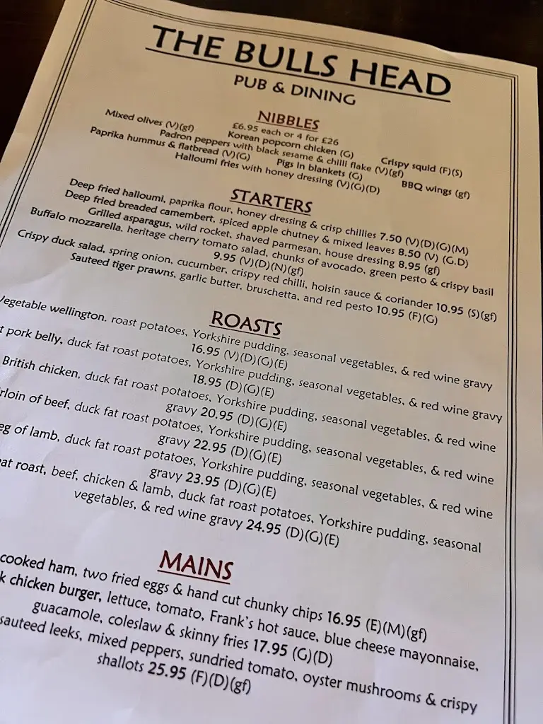 Menu_The Bull's Head_Orpington_image_2