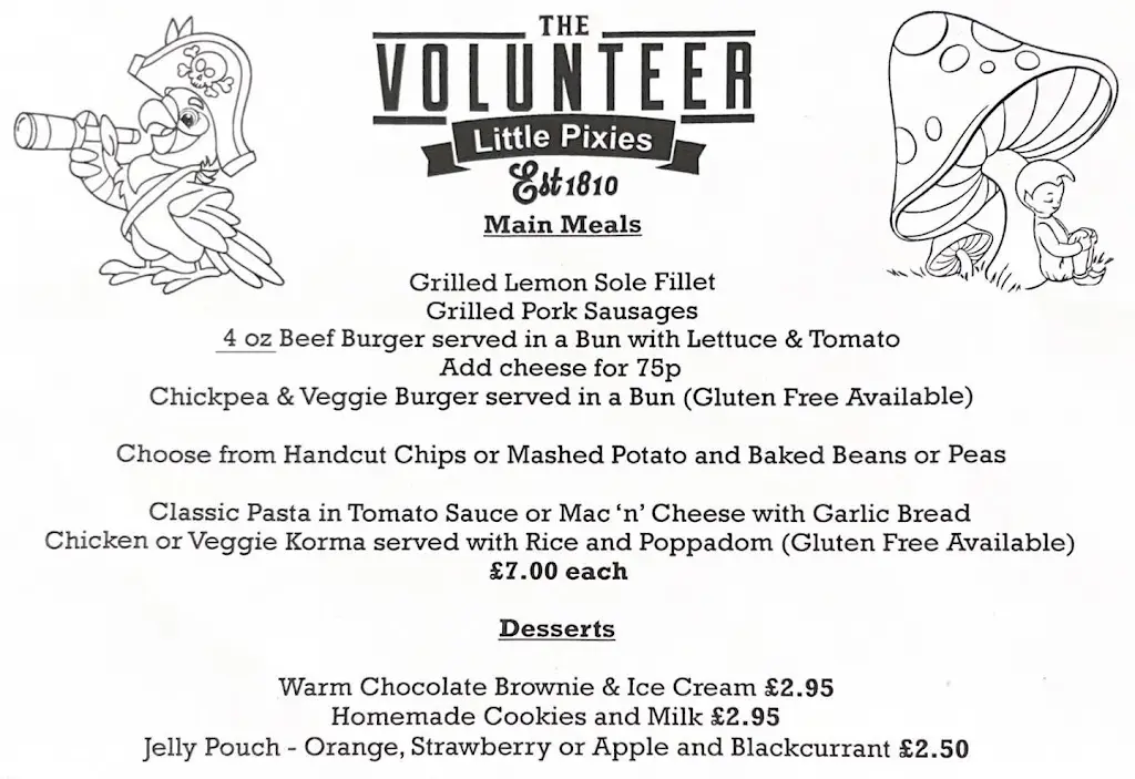 Menu_The Volunteer Inn_Ottery St Mary_image_1