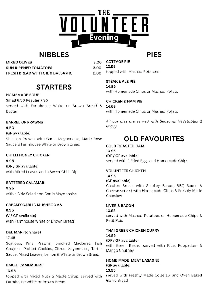 Menu_The Volunteer Inn_Ottery St Mary_image_3