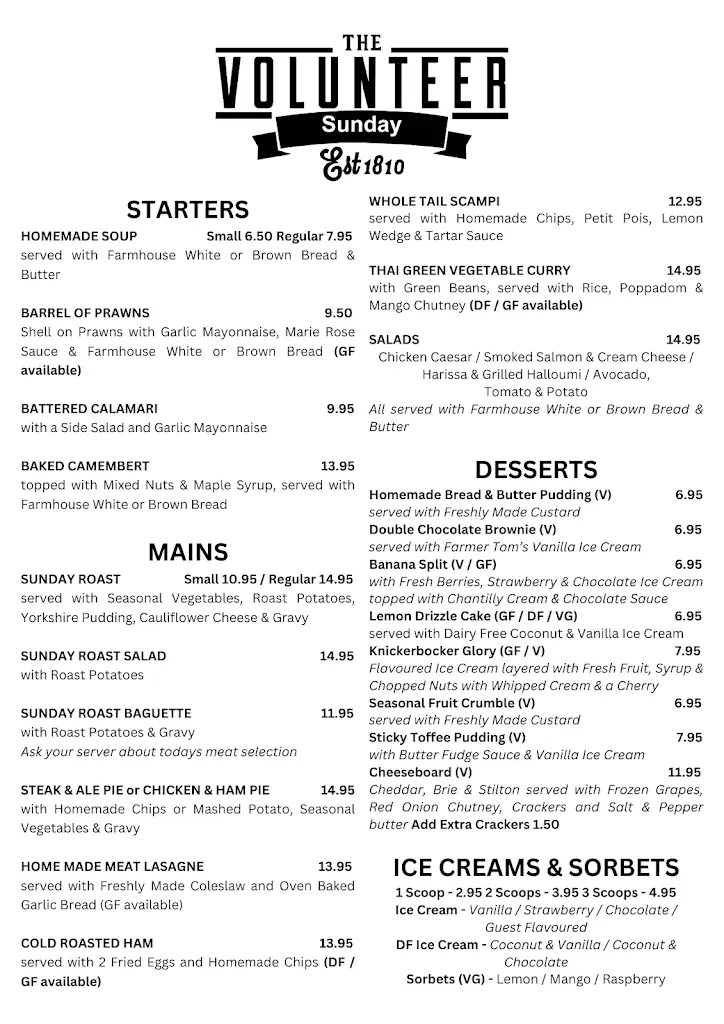 Menu_The Volunteer Inn_Ottery St Mary_image_4