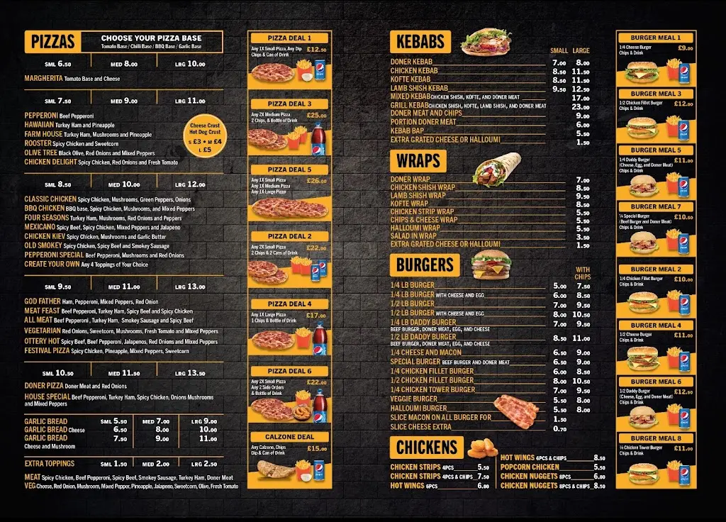 Menu_Ottery Pizza and Kebab House_Ottery St Mary_image_1